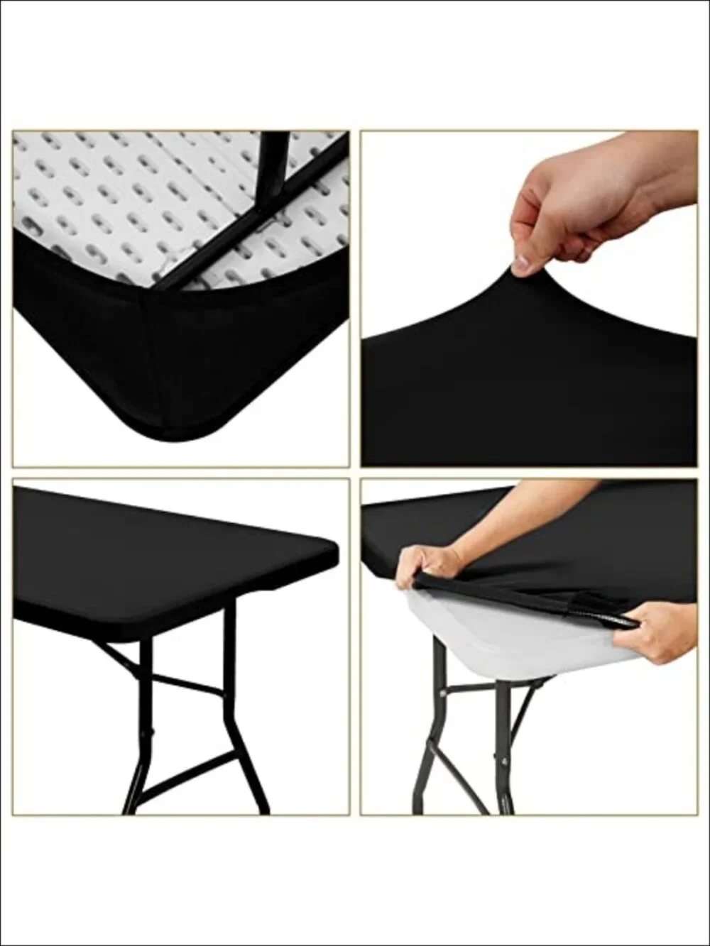 6 Pack Stretch Table Top Cap Cover 30x72 Fitted Tablecloth for Folding Tables